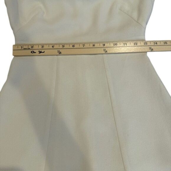 Club Monaco White Mini Dress Button Cuff Zip Back Textured Fit and Flare Size 00 - Picture 9 of 12